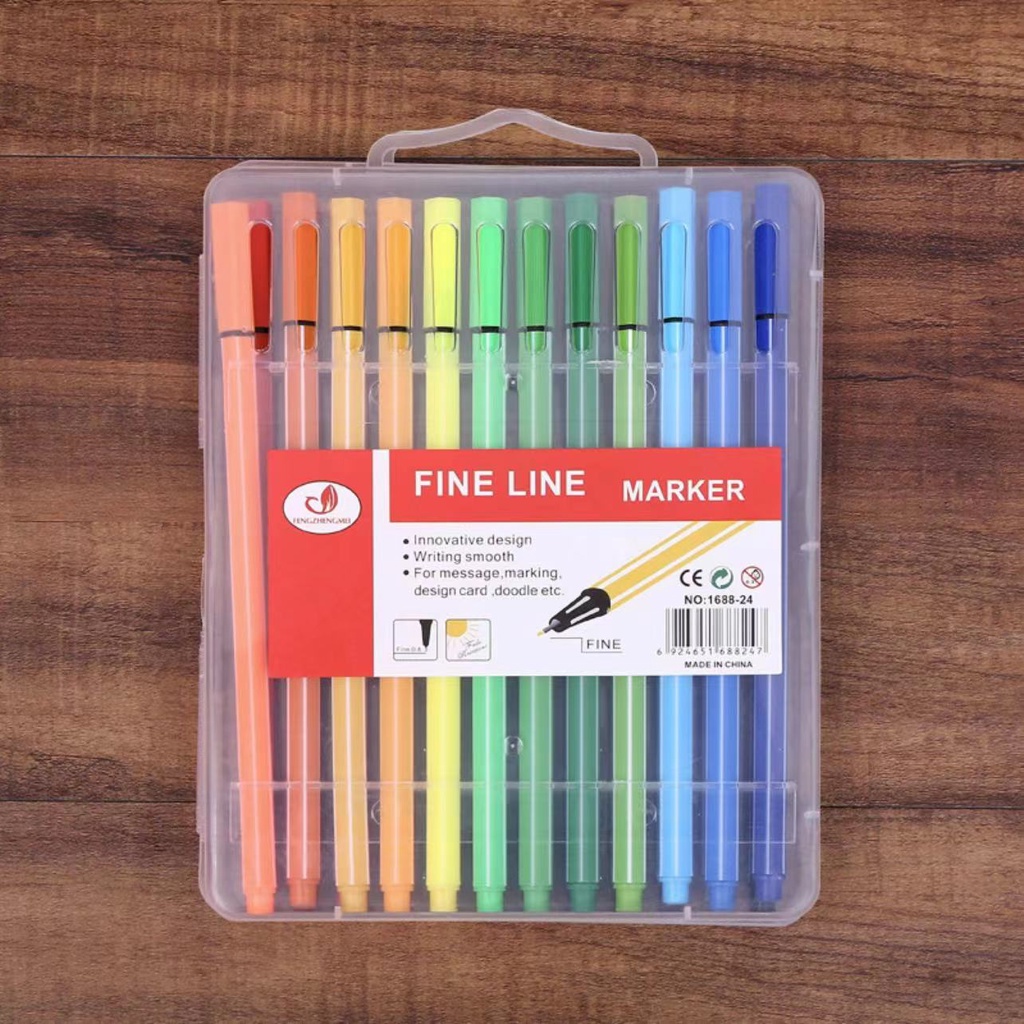 Kit com 12/24 cores Canetas Fine Line Fina Line Ponta Fina Tipo Stabilo 0.4mm Promoção