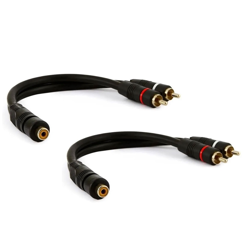 02 Cabo Y RCA 2 Machos 1 Fêmea Preto Módulo Amplificador Potencia Semi Blindado Injetado Alta Qualidade