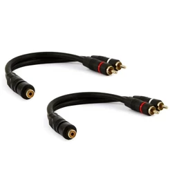 02 Cabo Y RCA 2 Machos 1 Fêmea Preto Módulo Amplificador Potencia Semi Blindado Injetado Alta Qualidade