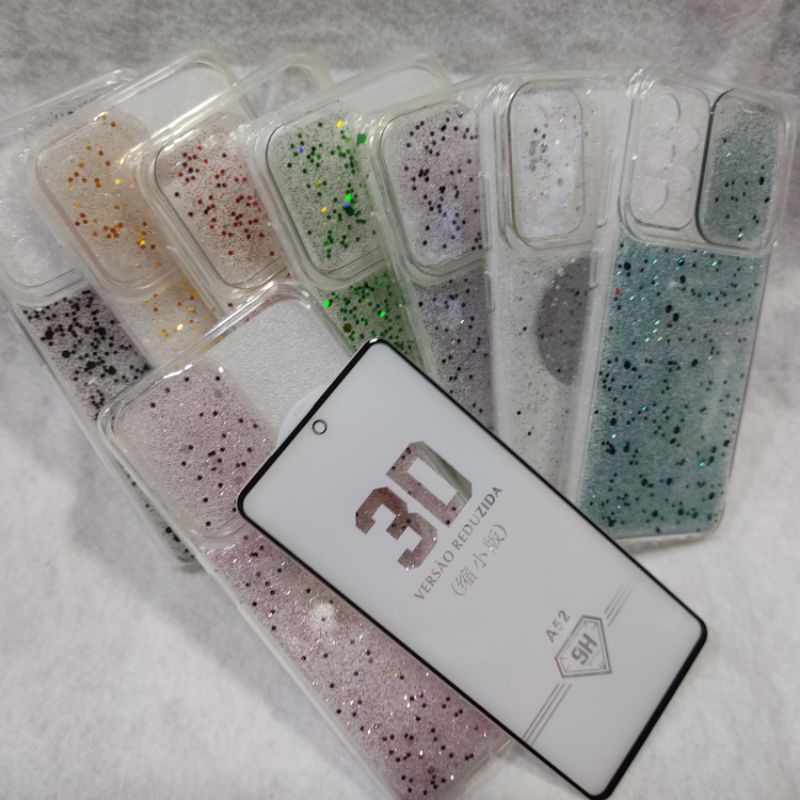 CAPA Silicone Case/ CAPINHA GLITTER LUXO TRANSPARENTE Para SamSung Galaxy  A52 4G  Com Protetor de Câmera