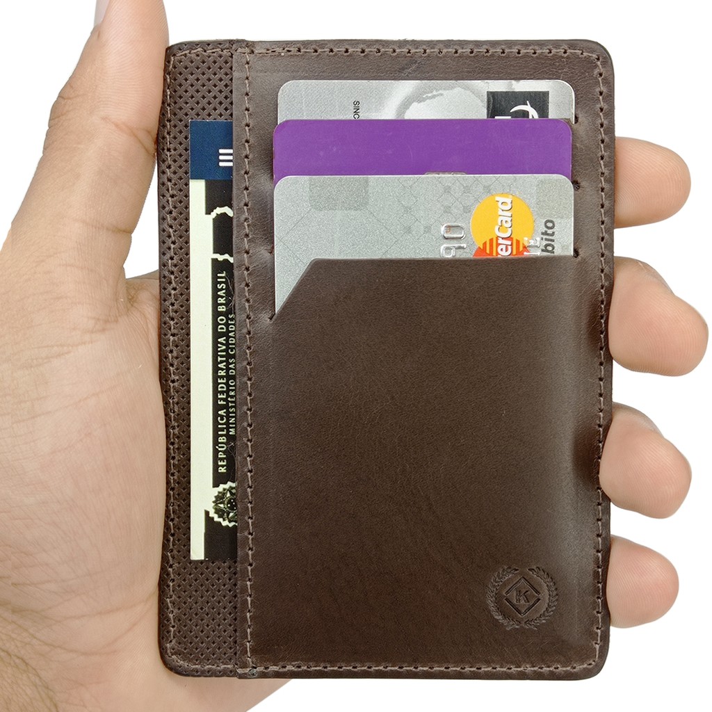 Porta Cartão Mini Carteira Pequena Couro Bovino Slim Cnh Cédulas Na Caixa Ótimo Presente Promoção Kartmen Cód. 034 ⭐Ganhe um chaveiro⭐