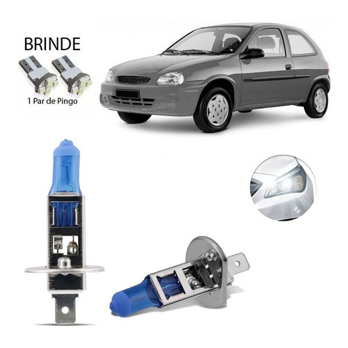 2 Lampada Super Branca 8500k Farol Alto Gm Corsa 2002-2016