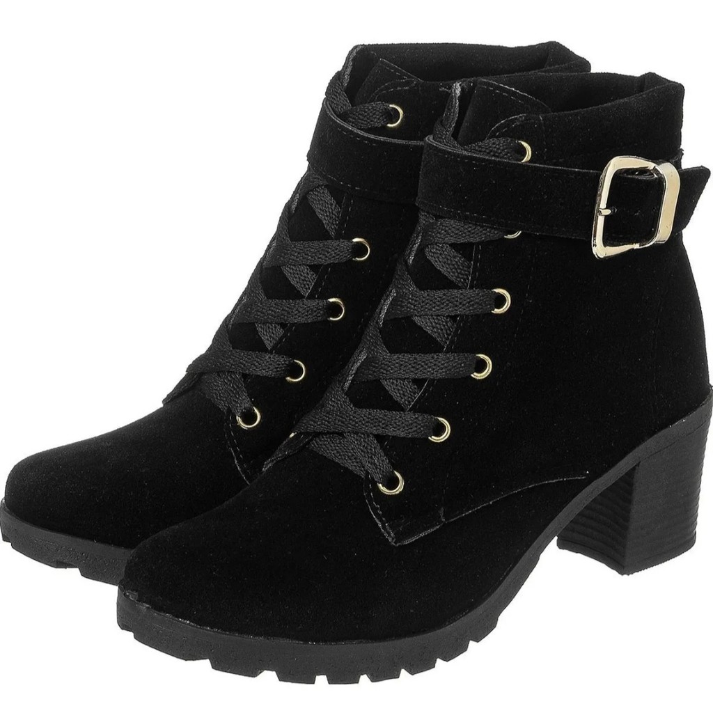 Coturno Botinha Cano Baixo Fivela Nobook Preto