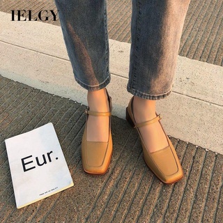 IELGY Fivela Feminina De Dedo Do Pé Quadrado Retrô Saltos De Couro Pequenos Sapatos