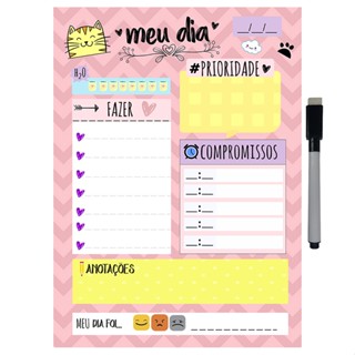 Quadro Planejador de Metal Diário 26x20cm + Caneta em Oferta na Shopee