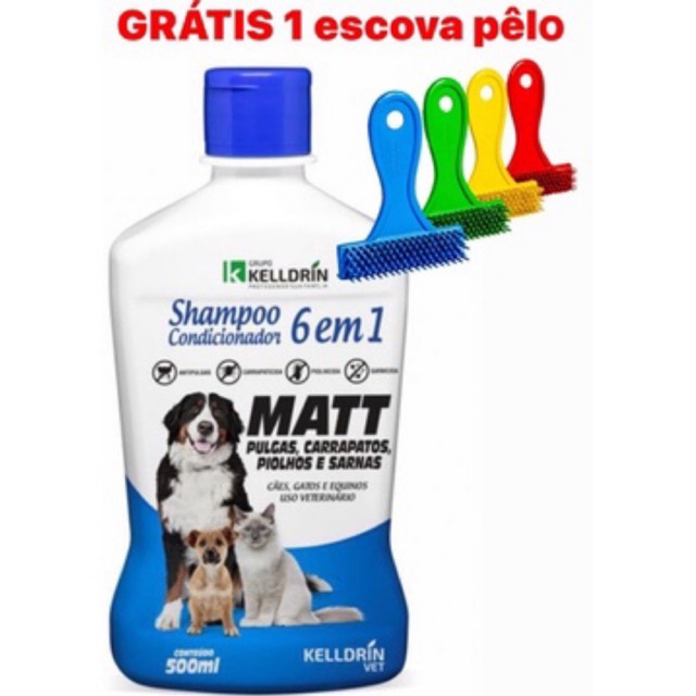 Shampoo e Condicionador 6 em 1 - Mata Pulga, Piolho, Carrapato e Sarna