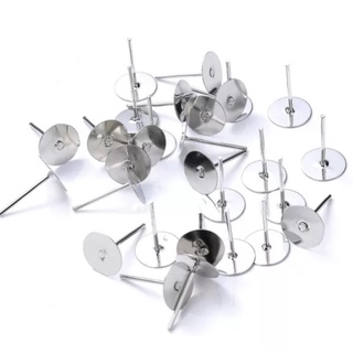 base para Brinco - artesanato - prata - 8mm 100 peças