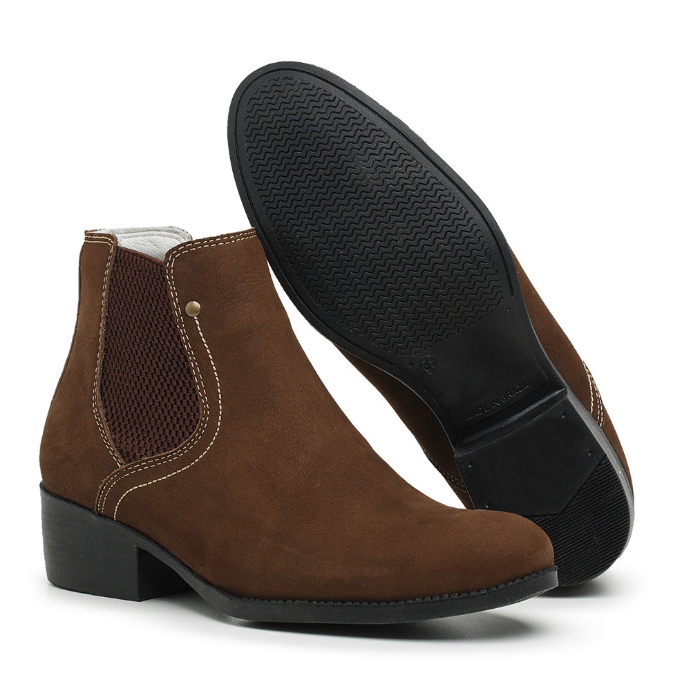 Bota Botina Chelsea Feminina Country Cano Curto Em Couro Legitimo — imagem 2 de 2