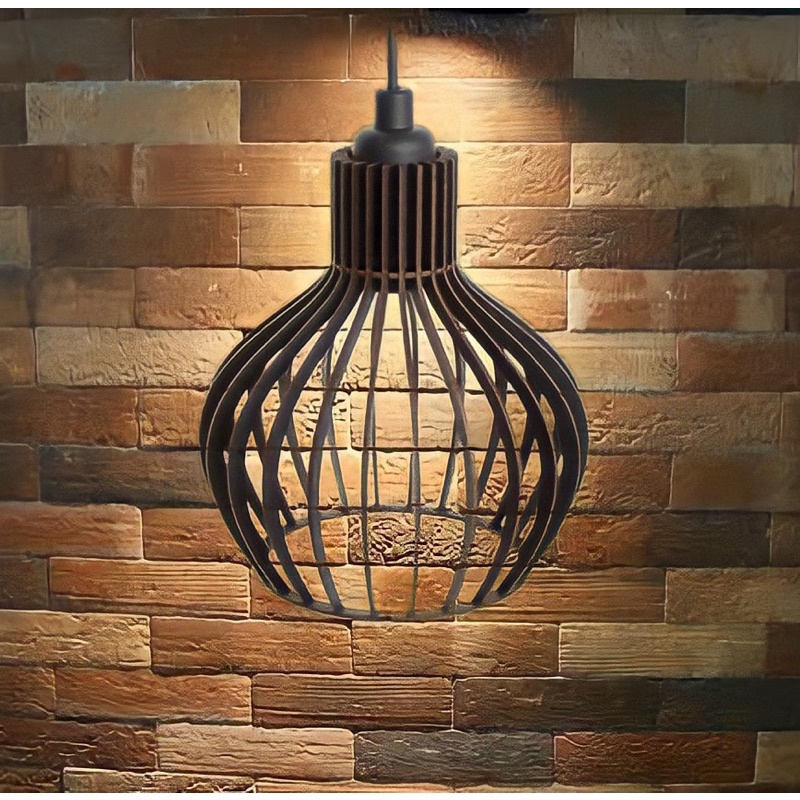 Pendente Luminária De Teto Preto Area Gourmet Cozinha Retro De Madeira Mdf - 1ppp em Oferta na Shopee