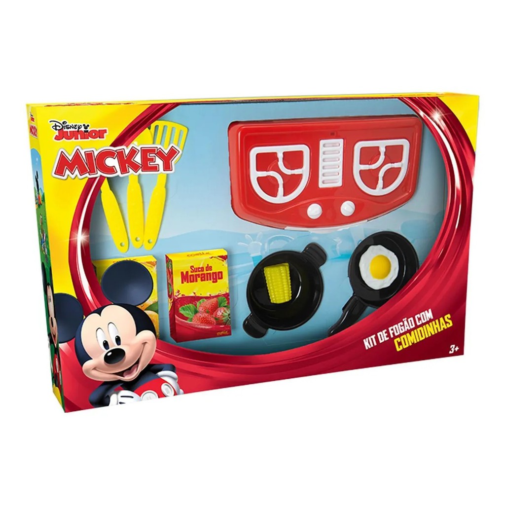 Kit Cozinha Infantil Fogãozinho Com Comidinhas Panelinhas 10PÇS Mickey Disney - Mielle