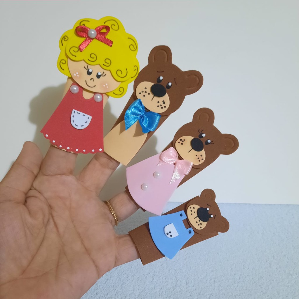 Dedoche Cachinhos dourado - fantoche de dedo