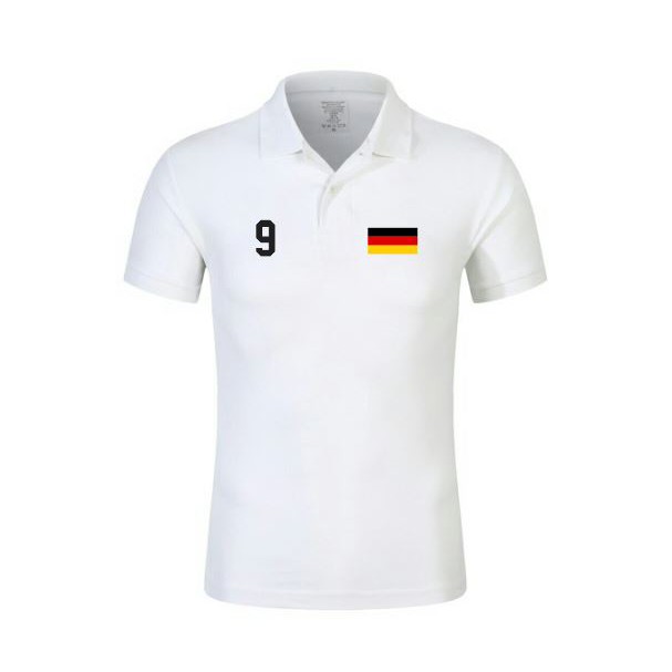 Camisa Gola Polo 100% algodão Bandeira Alemanha Uniforme Passei