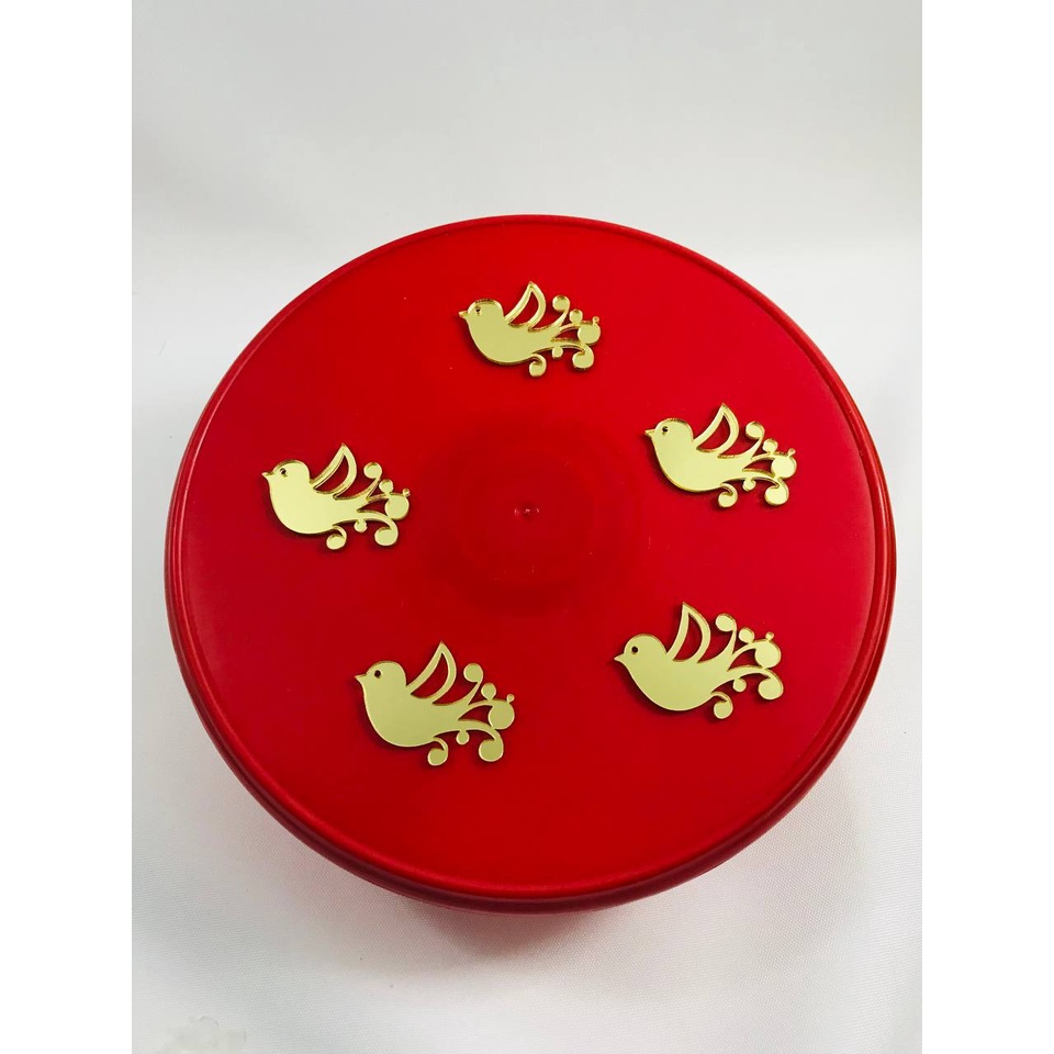 Aplique Passarinho Jardim em Acrílico Espelhado Dourado - 4cm - Para lembrancinha, personalizados, laços e artesanato