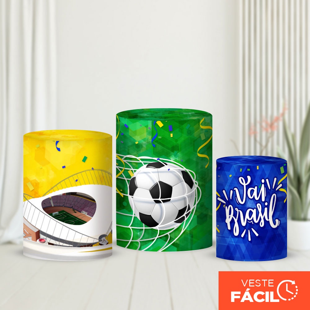 Trio Capas Cilindros Copa do Mundo Veste Fácil em Tecido com Elástico para Festas em Oferta na Shopee