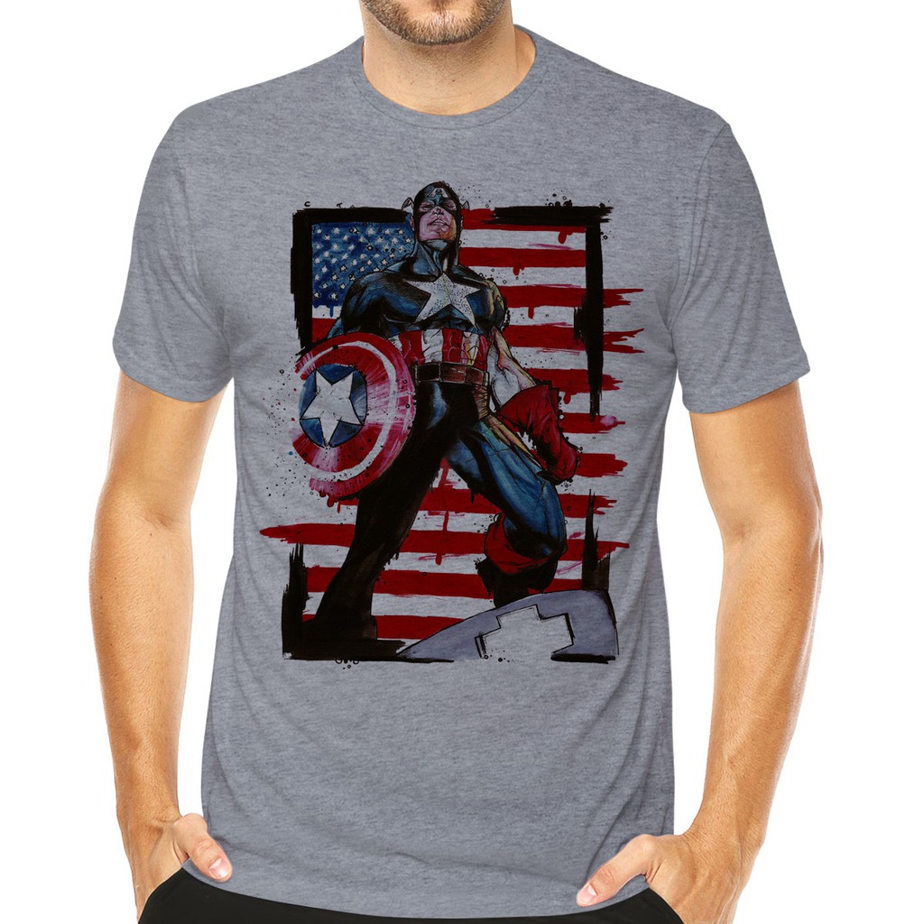 Camiseta Capitão América Cinza Desenhos Animes Moda Nerd Geek Beecost 6911