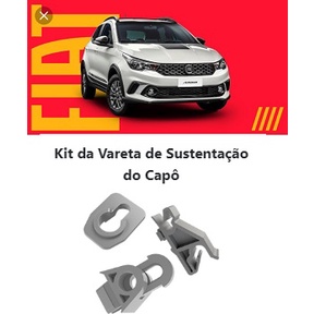 Kit de Sustentação da Vareta do Capô  Travas Fiat Argo Chronos  Marea Siena Fiorino Palio Strada