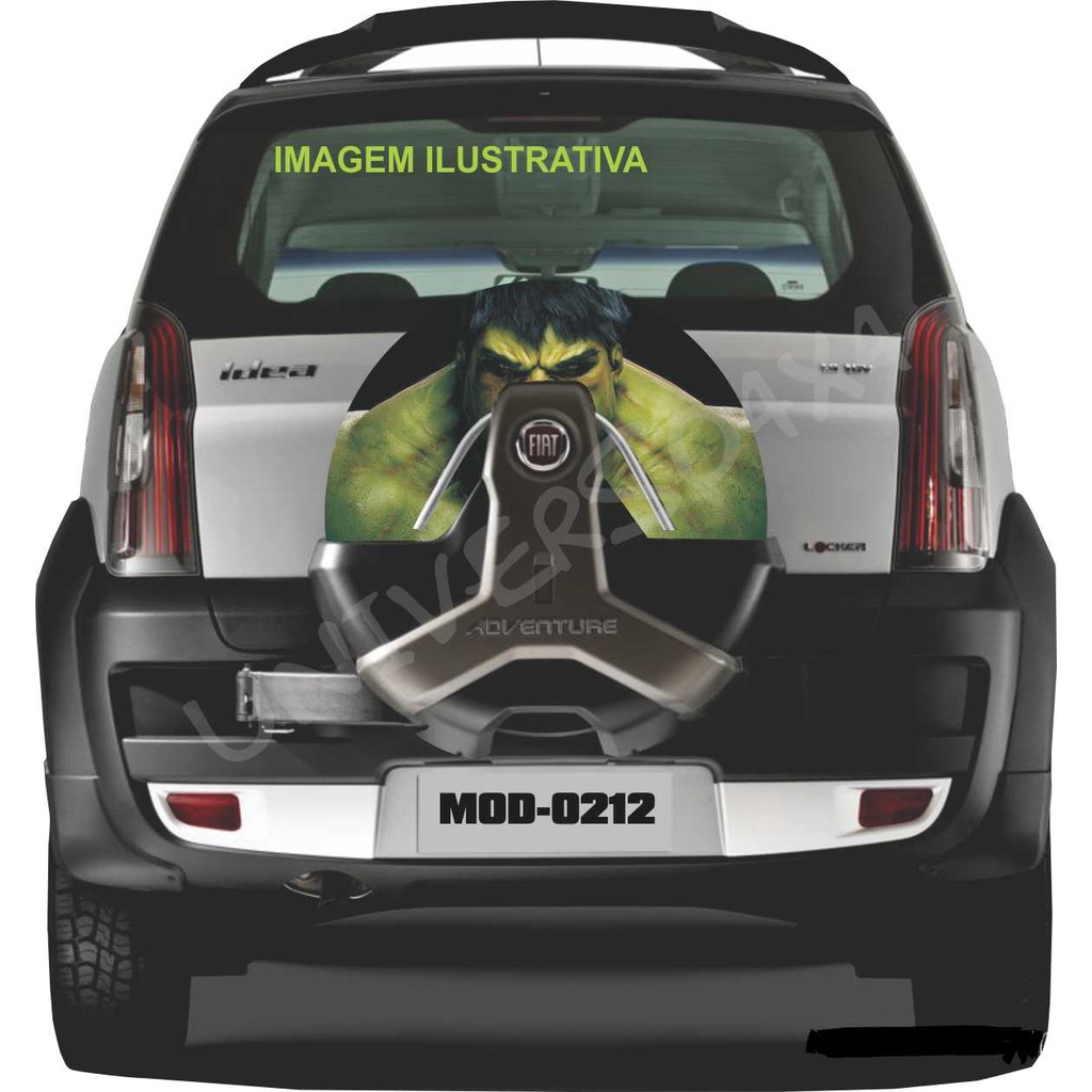 Capa Estepe Personalizada Fiat Idea e Doblo capa com furo Incrível Hulk Avengers Vingadores M0212