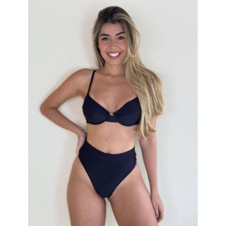 Biquini meia taça cintura alta com bojo canelado anarruga em Oferta na Shopee