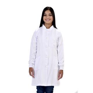 Jaleco Acinturado Gabardine Gola Padre, Com Punho em Oferta na Shopee