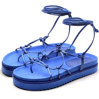 Sandália Papete Dubuy Feminina Flatform de Amarrar Azul Khalifa 2041FG