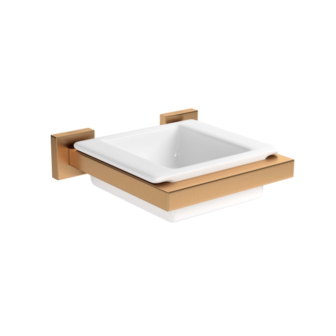 Saboneteira de Parede LUXO QUADRATTA Gold MATTE c/ Louça 2011.GL83.MT Deca