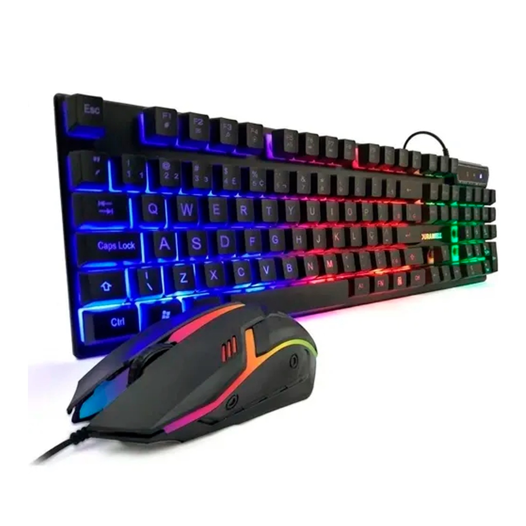 Kit De Teclado Semi Mecanico e Mouse 3200dpi Gamer Rgb Led Usb Dw-300