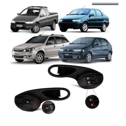 Kit Botão Com Moldura De Vidro Eletrico Fiat Palio Young Strada Siena / FT700  FT0510  FT0511 em Oferta na Shopee