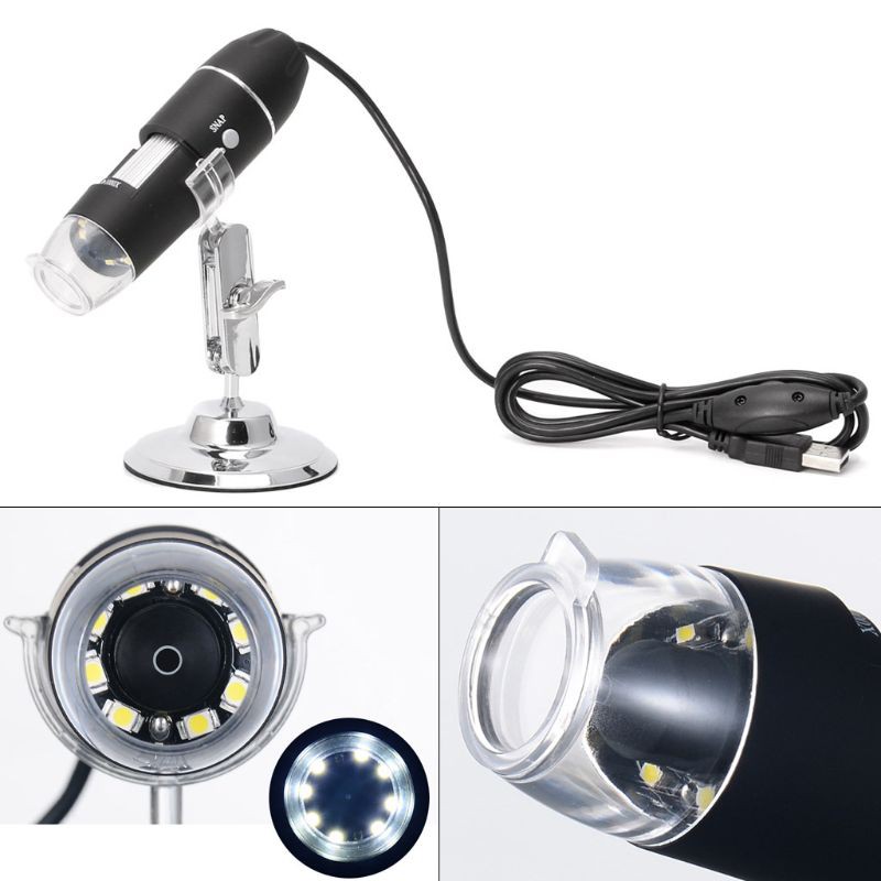 WG Pixels 1000X 1600X 8 LED Digital USB MicroscopeMagnifier Electronic Stereo USB Endoscope Camera,1000X 