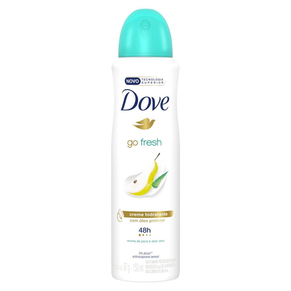 Detalhes do Kit 12 Desodorantes Antitranspirante Aerosol Dove Go Fresh Pera e Aloe Vera 150ml