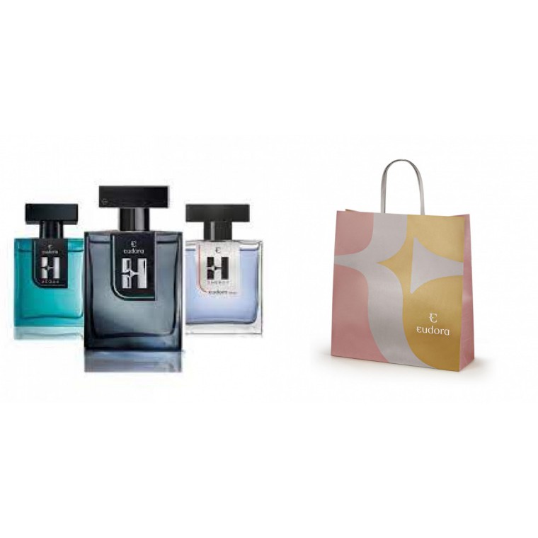 Kit Colônias Eudora H Energy + H Acqua + H + Sacola Presente