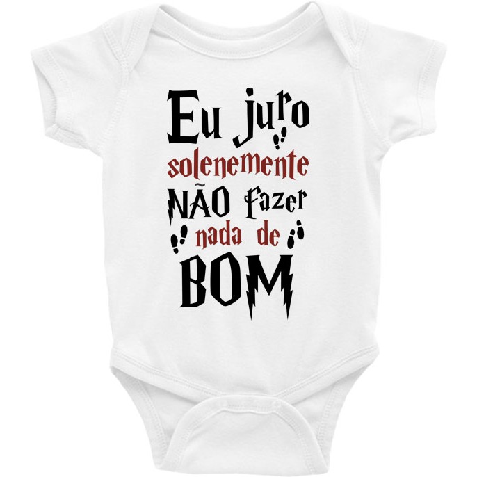 Roupa Body Bebê bebe infantil Eu Juro Solenemente Não Fazer nada de bom - hogwarts grifinória sonserina lufa lufa potter