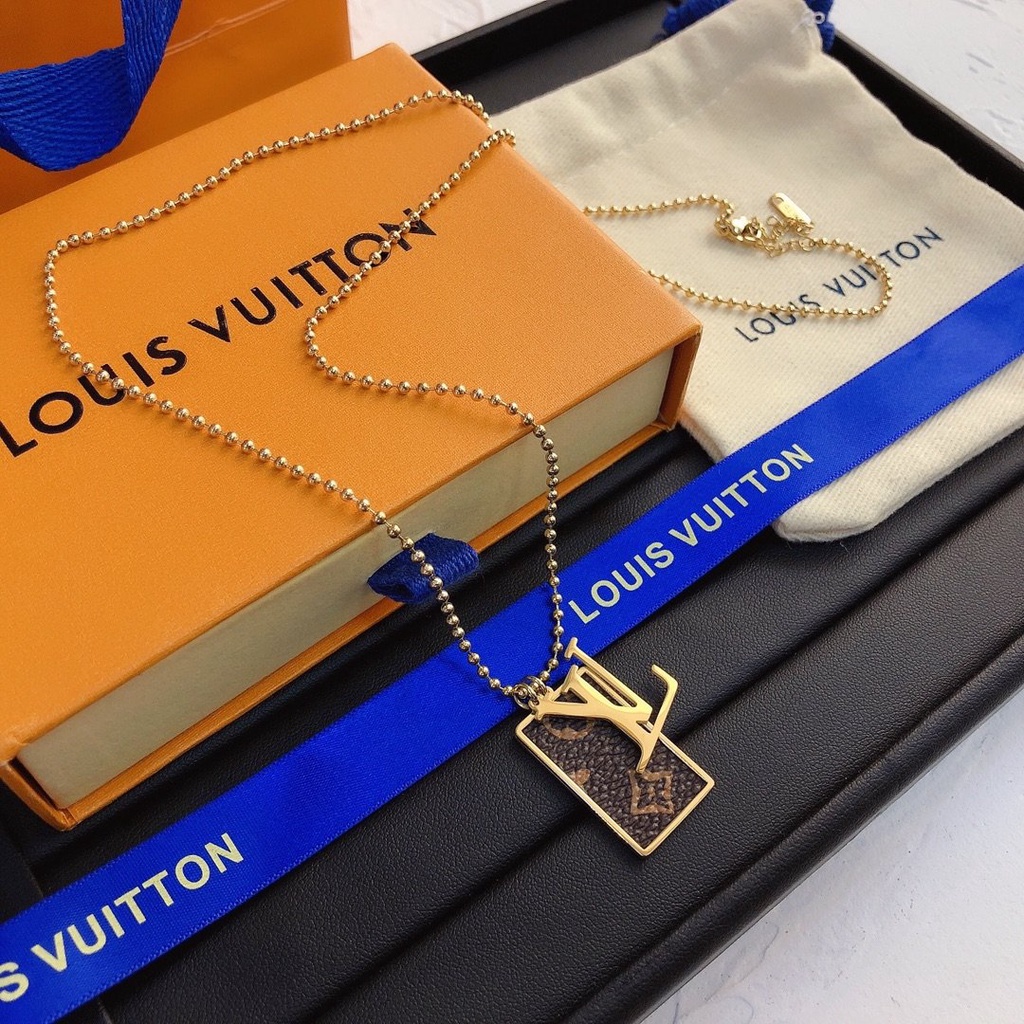 Colar De Luxo Lv Carta Logotipo Louis Vuitton S925 Cadeia Pingente De Aço Titânio Gargantilha Das Mulheres Dos Homens Elegantes Colares