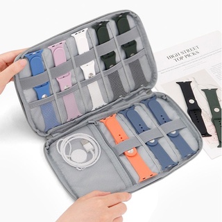 Relógio Da Lona Caso Organizador Multifuncional De Viagem Portátil Para A Apple Watch Strap Banda Storage Bag Pulseira Titular Bolsa Cinza Preto