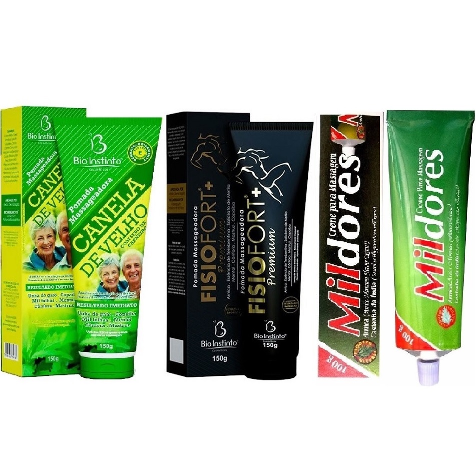 Kit Pomada Canela de Velho + FisioFort Premium + Mil Dores