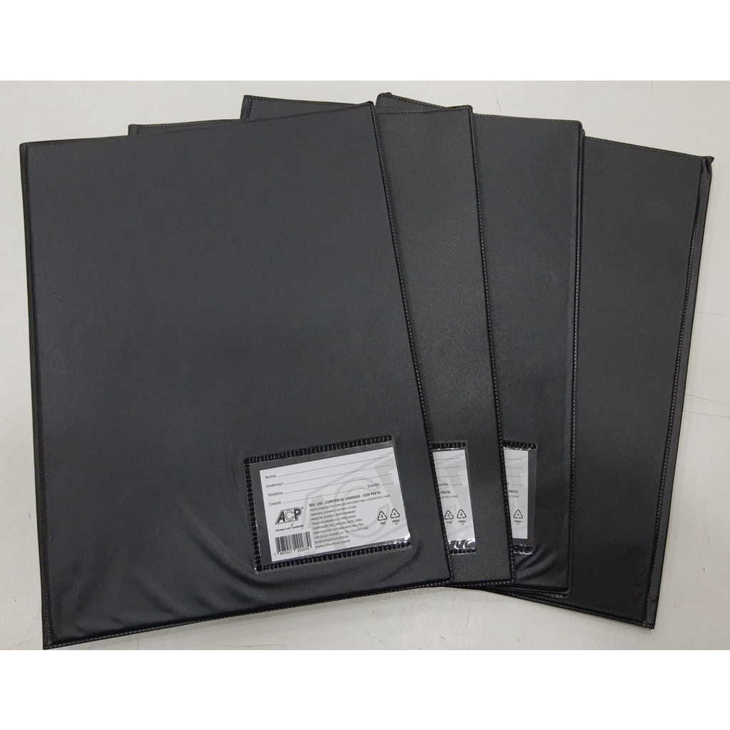Pasta Catálogo A4 C/100 Envelopes Finos Preta - ACP