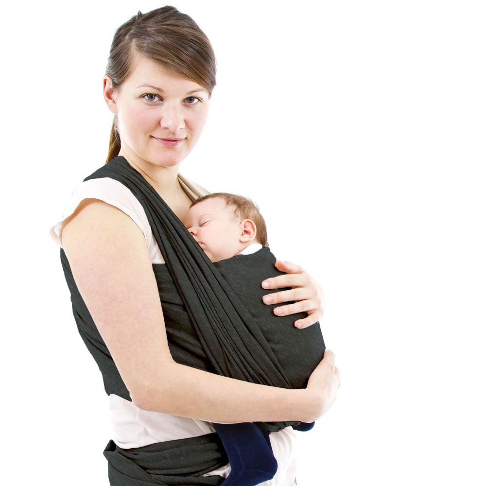 Sling Canguru Ergonômico  Liso Grafite Mescla Bebê Wrap Malha 100% Algodão, Passeio & Home‑office