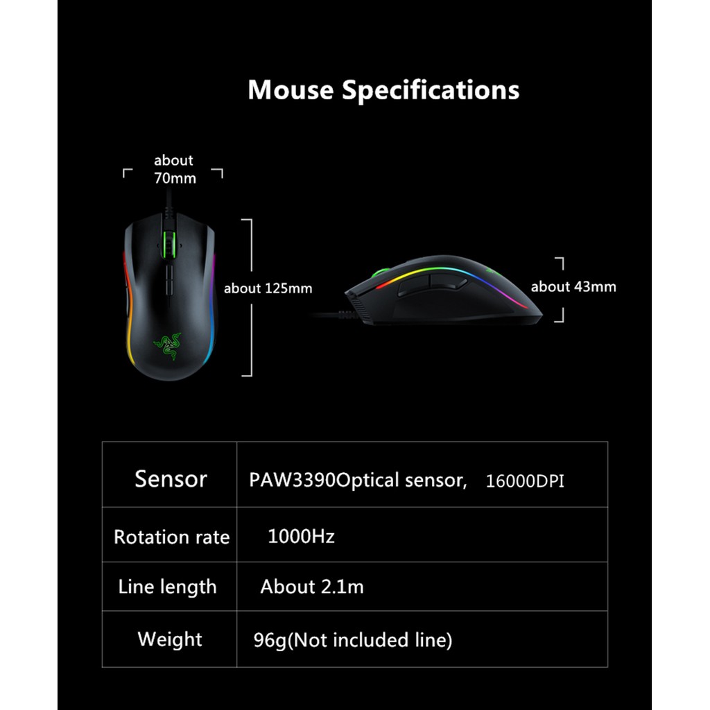 Razer Mamba 16000 Dpi 5g Mouse Gaming Kabel Laser Dengan Sensor Chroma  E-Esportes Mouse | Shopee Brasil