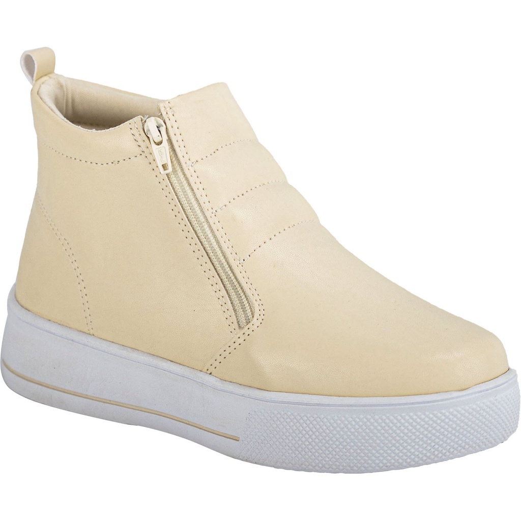 Tênis Feminino Lumiss Casual Plataforma Cano Alto Botinha Confortável Zíper Macio Moderno Blogueira Sneaker Calce Fácil em Oferta na Shopee