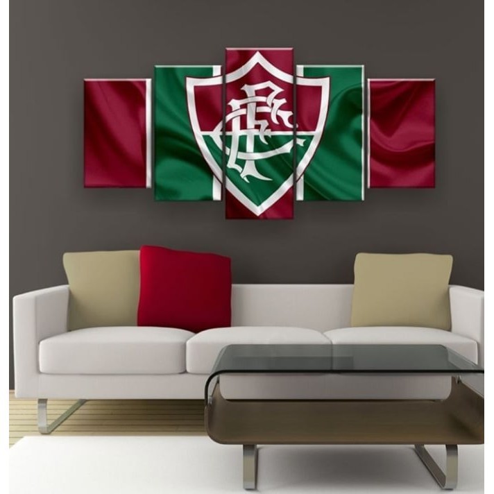 Quadros Decorativo 5 peças Fluminense Time Futebol Bandeira Sala Quarto Esporte HD