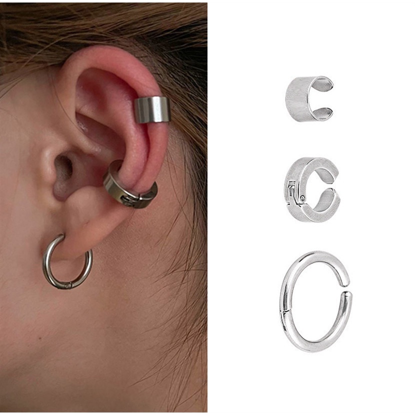 Piercing De Pressão Falsa Orelha Corrente Aço Inox Antialérgico
