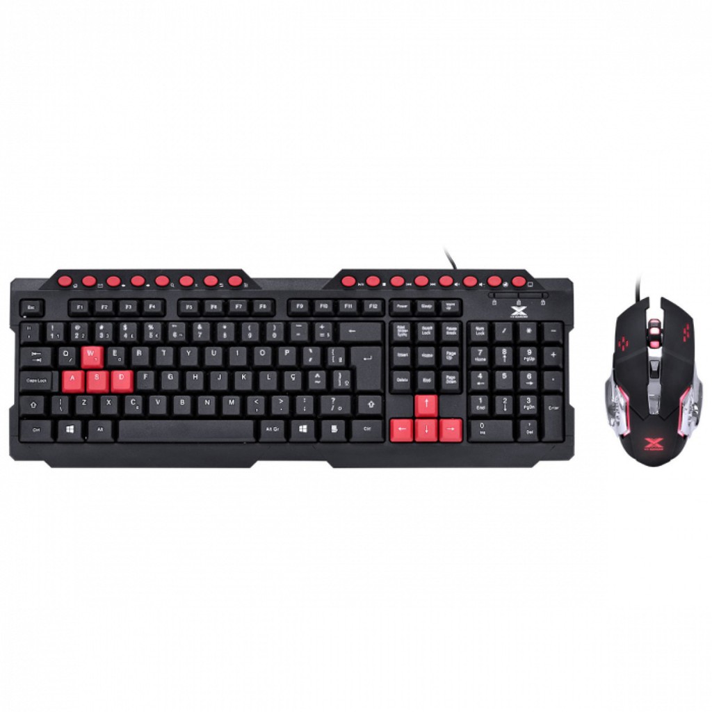 TECLADO E MOUSE GAMER VX GAMING GRIFO - MOUSE 2400 DPI CABO USB 1.8 METROS LED VERMELHO - VGC-01V