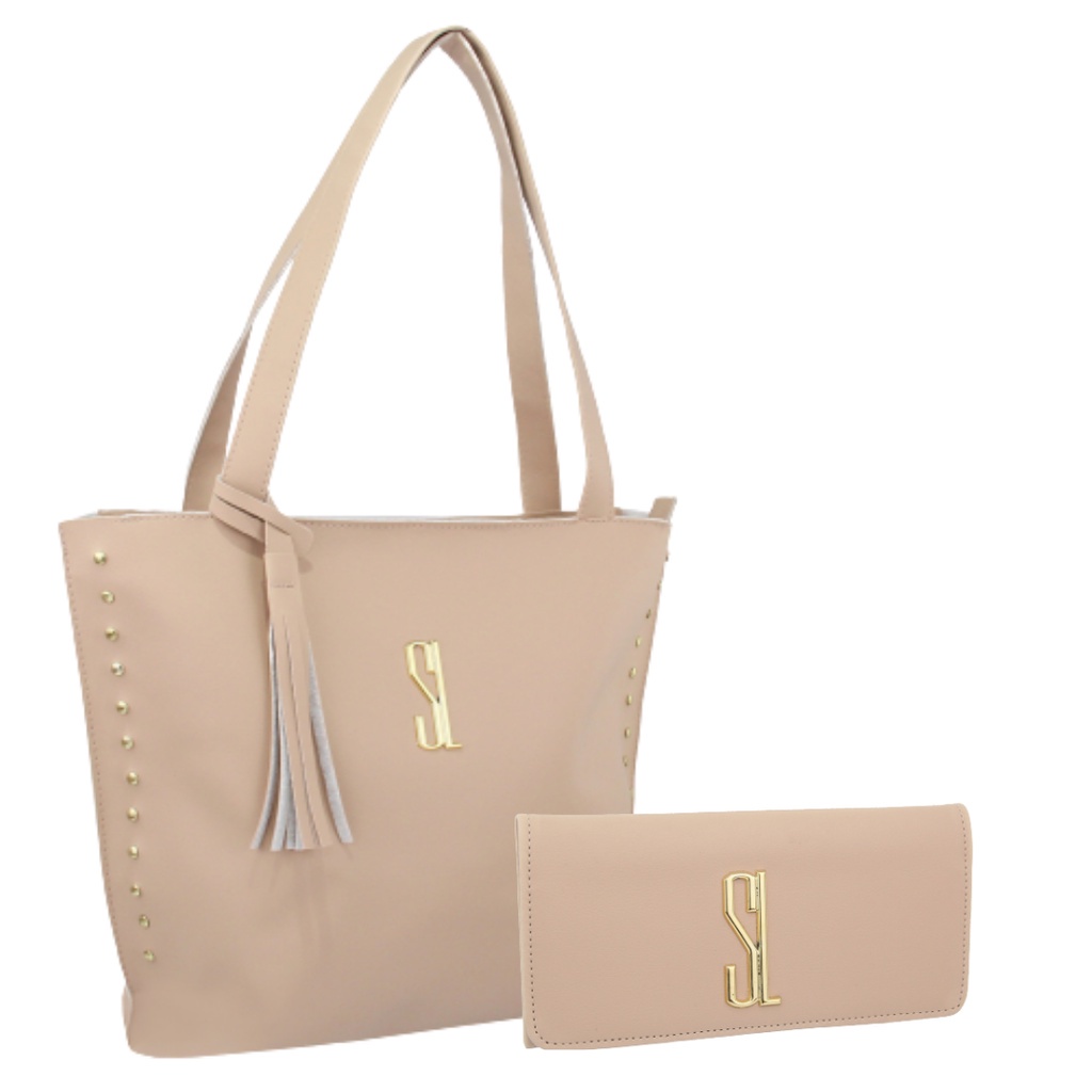 kit bolsa feminina com carteira de brinde marca SL  produto na promoção de lançamento cor nude  PROMOÇÃO RELAMPAGO DA SEMANA.
