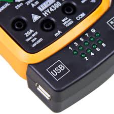 Testador de Cabo de Rede RJ45 + USB com Multimetro Profissional 4300 Teste de Cabo de Rede RJ45