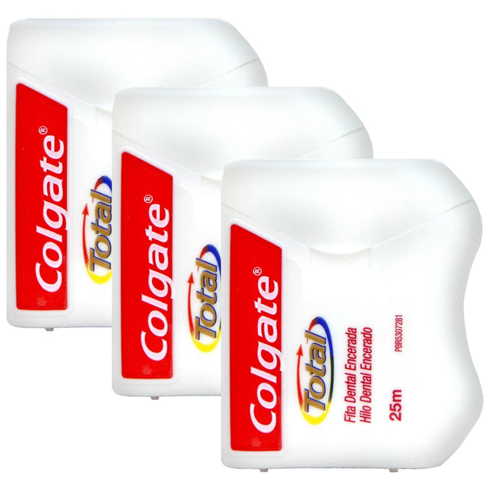 Kit C/ 3 Fitas Dental Colgate Total Encerada 25m - Health