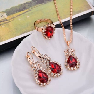 Conjunto De Joias De Luxo Fashion Colar De Senhora Brincos De Cravo Três Peças