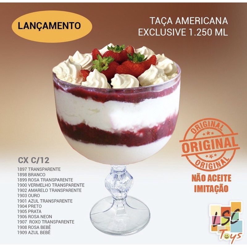 KIT TAÇA GOURMET AMERICANA 1.250 ML PARA BOLO E DOCE NA TAÇA EXCLUSIVE em Oferta na Shopee