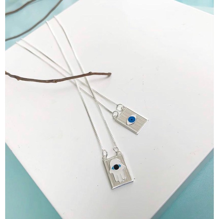 Escapulário Feminino Olho Grego Mão de Fátima Hamsã A Prata 925 em Oferta na Shopee