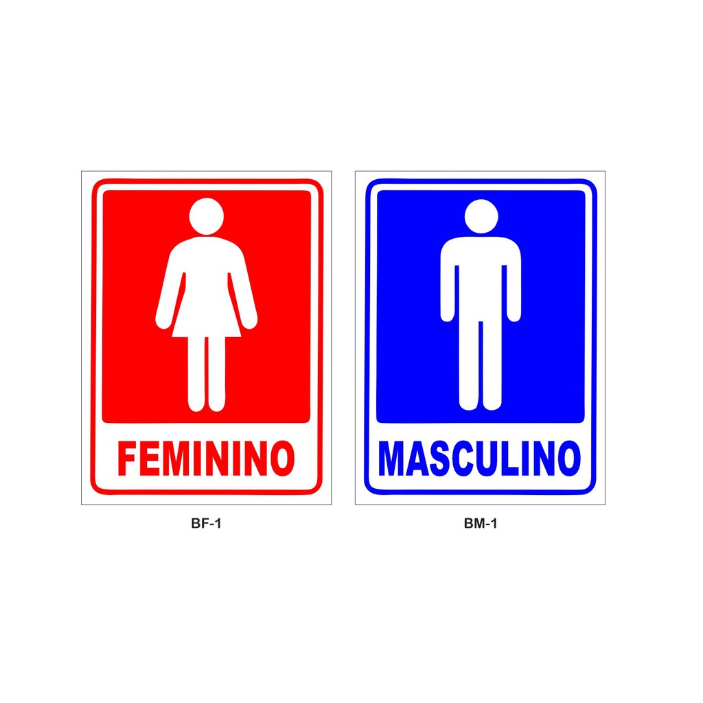 Kit 2 Placa de Sinalização Banheiro Masculino e Feminino 30x20cm | Shopee Brasil