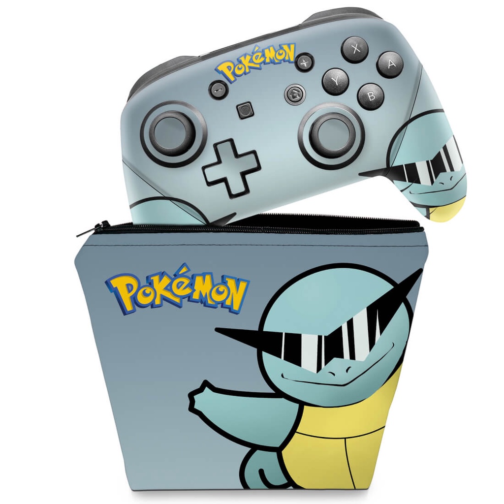 Capa Case e Skin Adesivo Nintendo Switch Pro Controle - Pokémon Squirtle