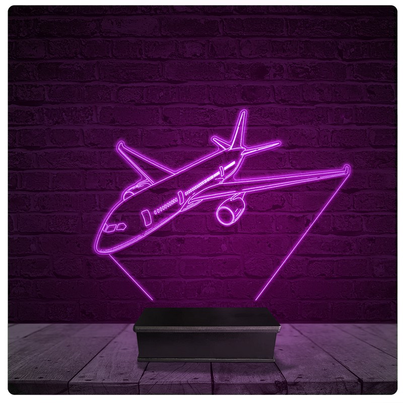 Led Luminária Acrílico Abajur - Avião Boeing Airbus Embraer